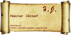 Hasler József névjegykártya